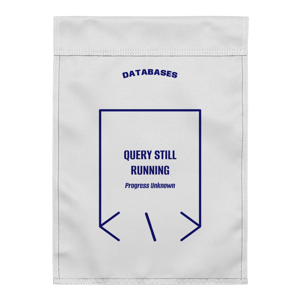 Query Still Running — White Navy back mockup