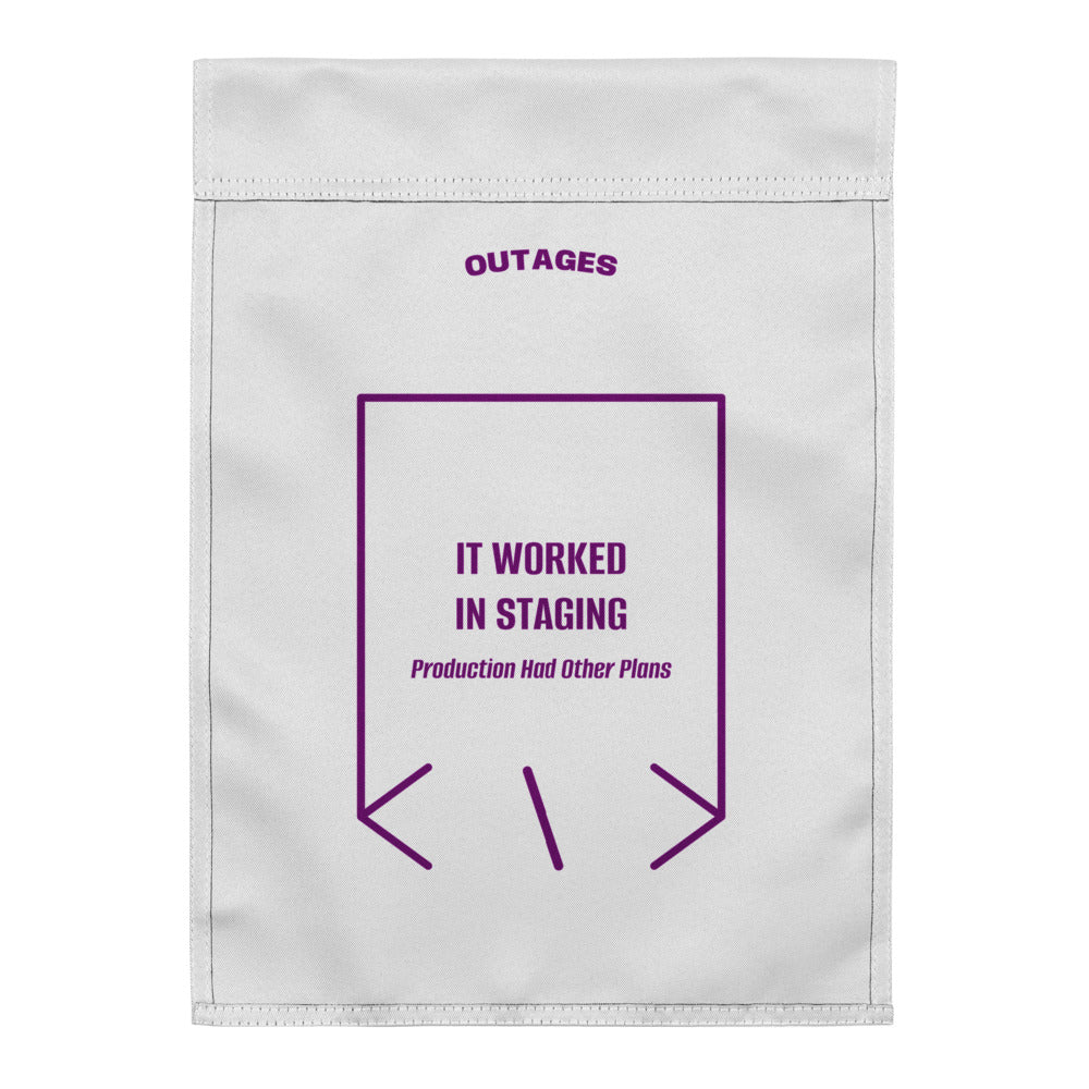 It Worked In Staging — White Purple back mockup