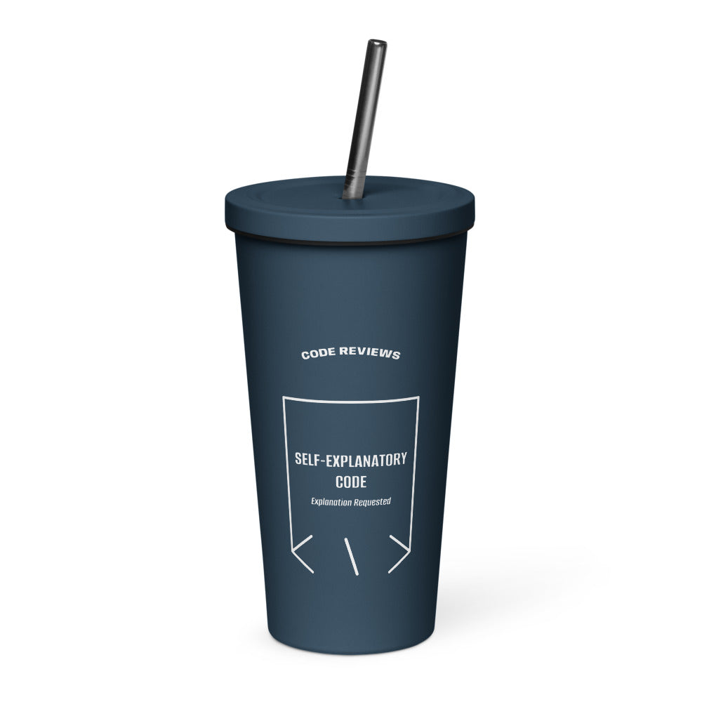 Self-Explanatory Code — Navy White back mockup (20 oz)