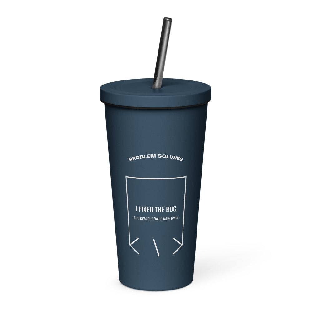 I Fixed The Bug — Navy White back mockup (20 oz)