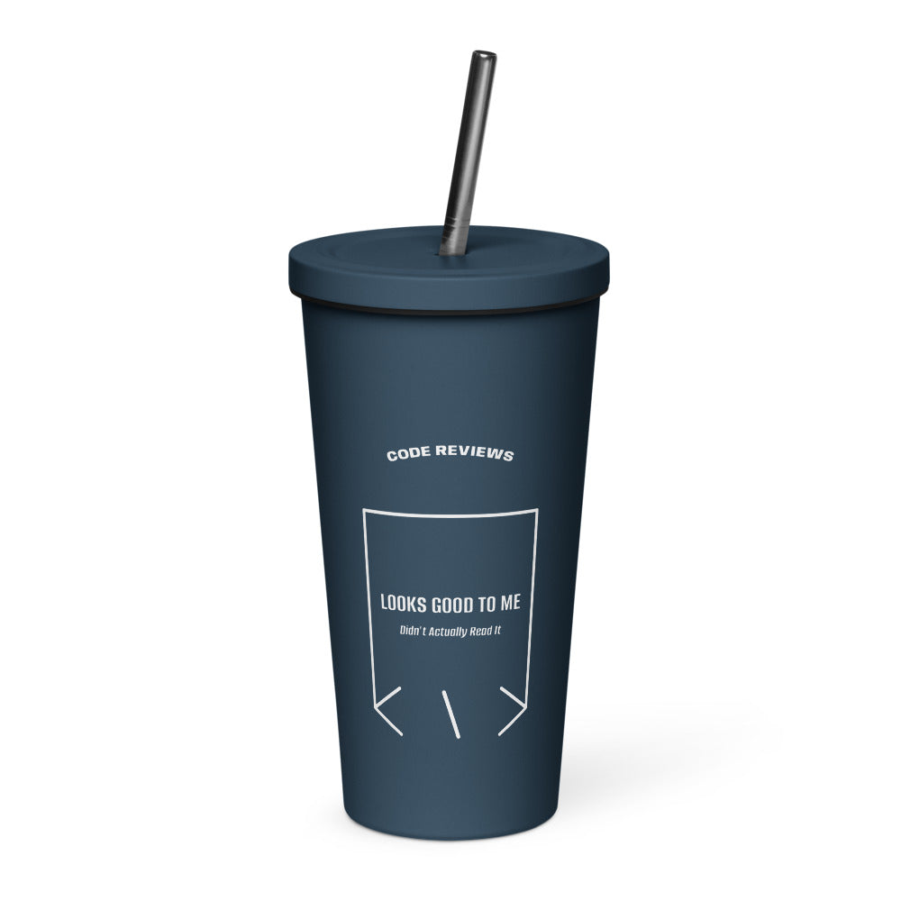 Looks Good To Me — Navy White back mockup (20 oz)