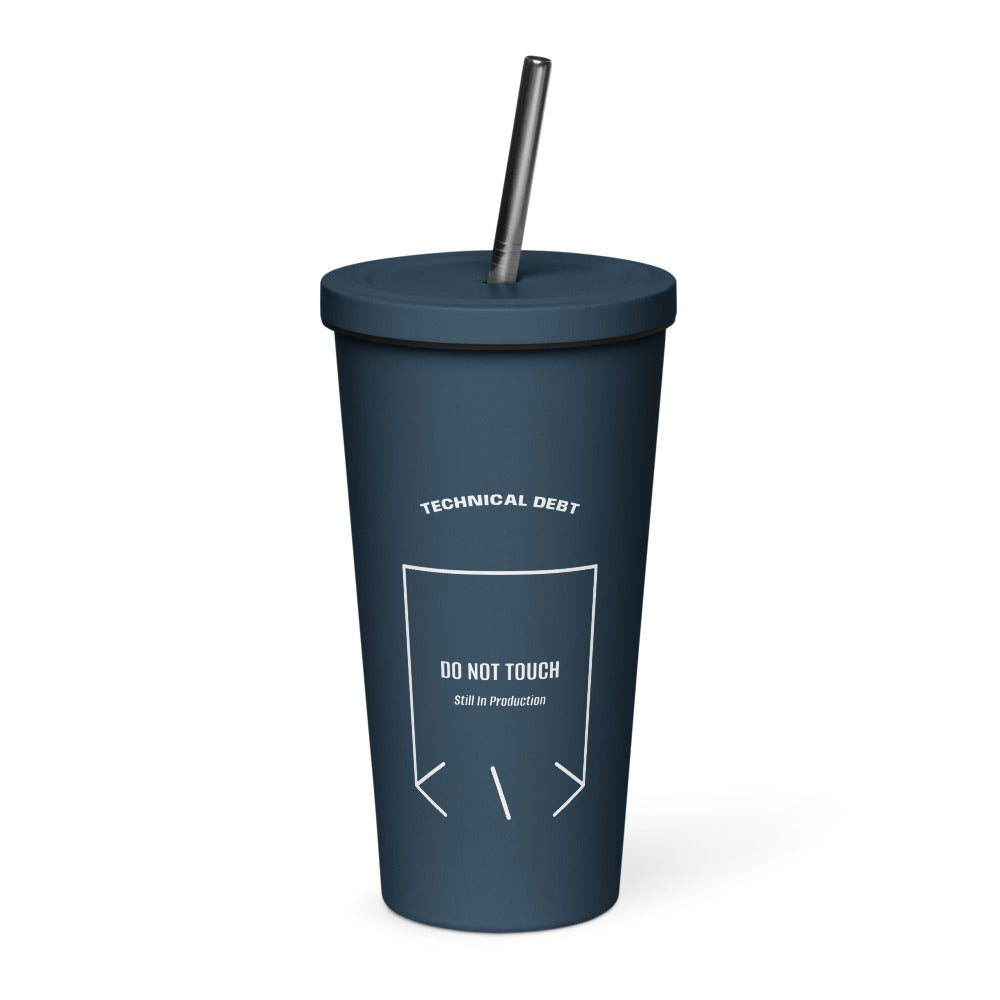 Do Not Touch — Navy White back mockup (20 oz)