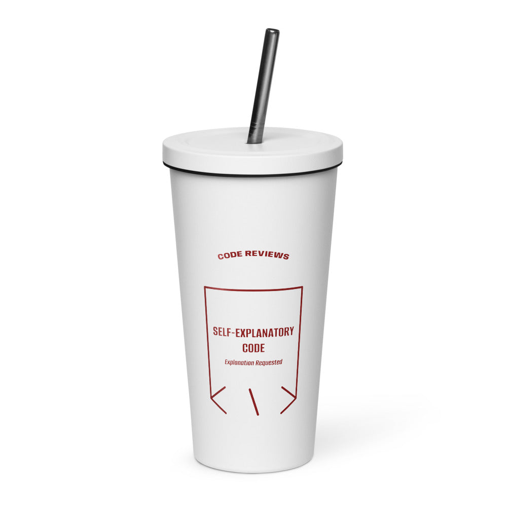 Self-Explanatory Code — White Maroon back mockup (20 oz)