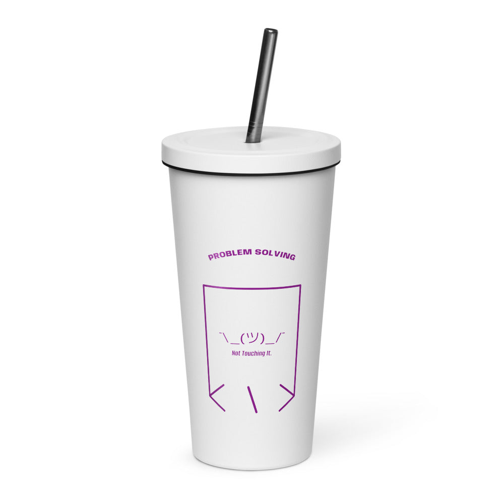 ¯\_(ツ)_/¯ — White Purple back mockup (20 oz)