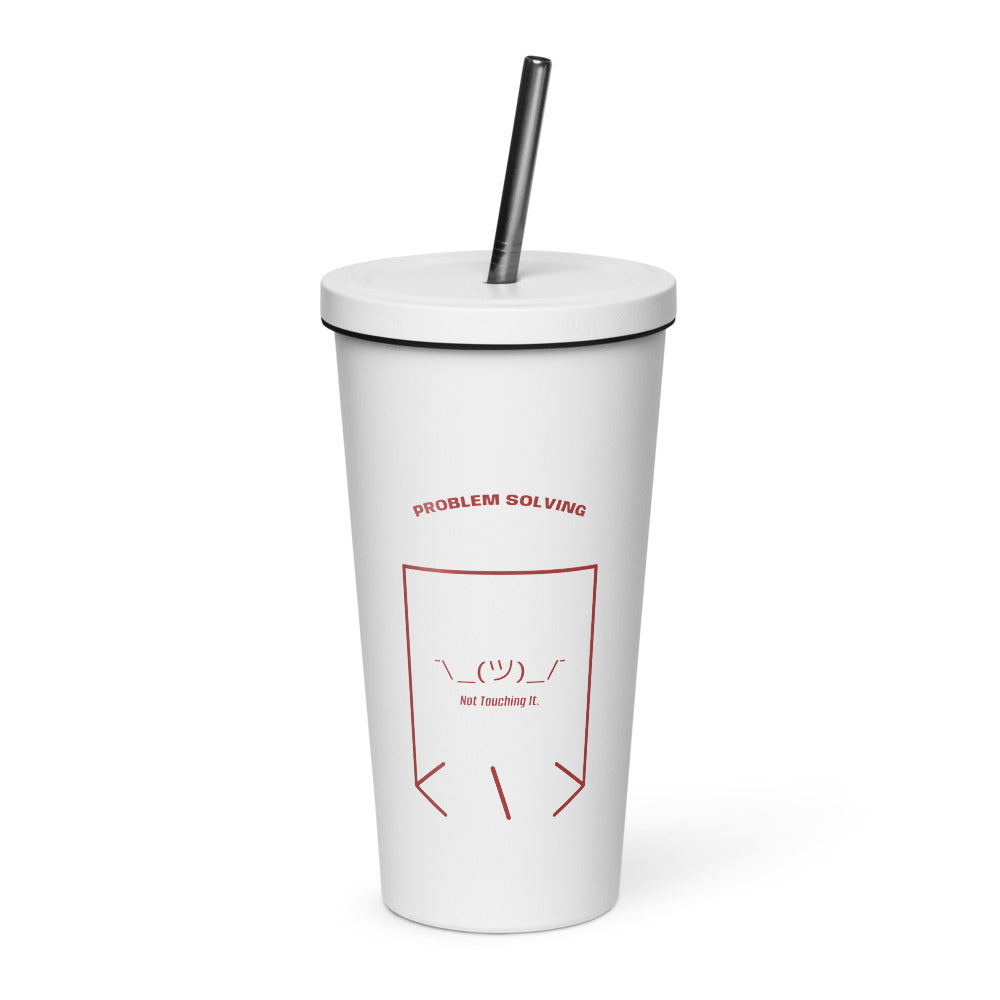 ¯\_(ツ)_/¯ — White Brown back mockup (20 oz)