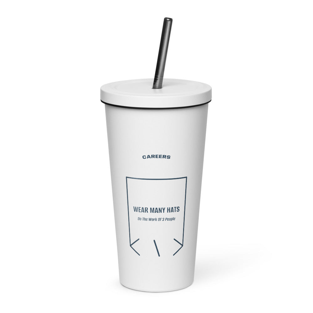 Wear Many Hats — White Navy back mockup (20 oz)