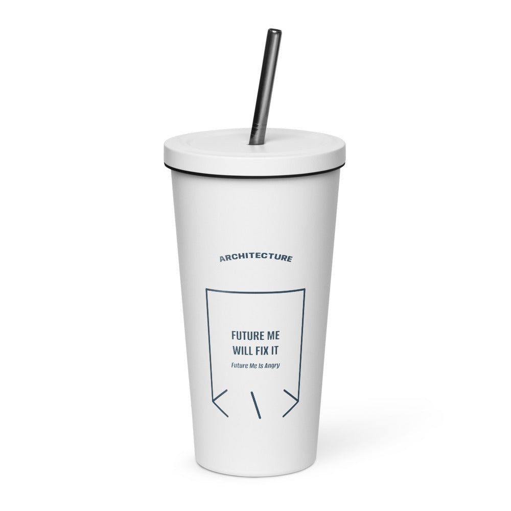 Future Me Will Fix It — White Navy back mockup (20 oz)