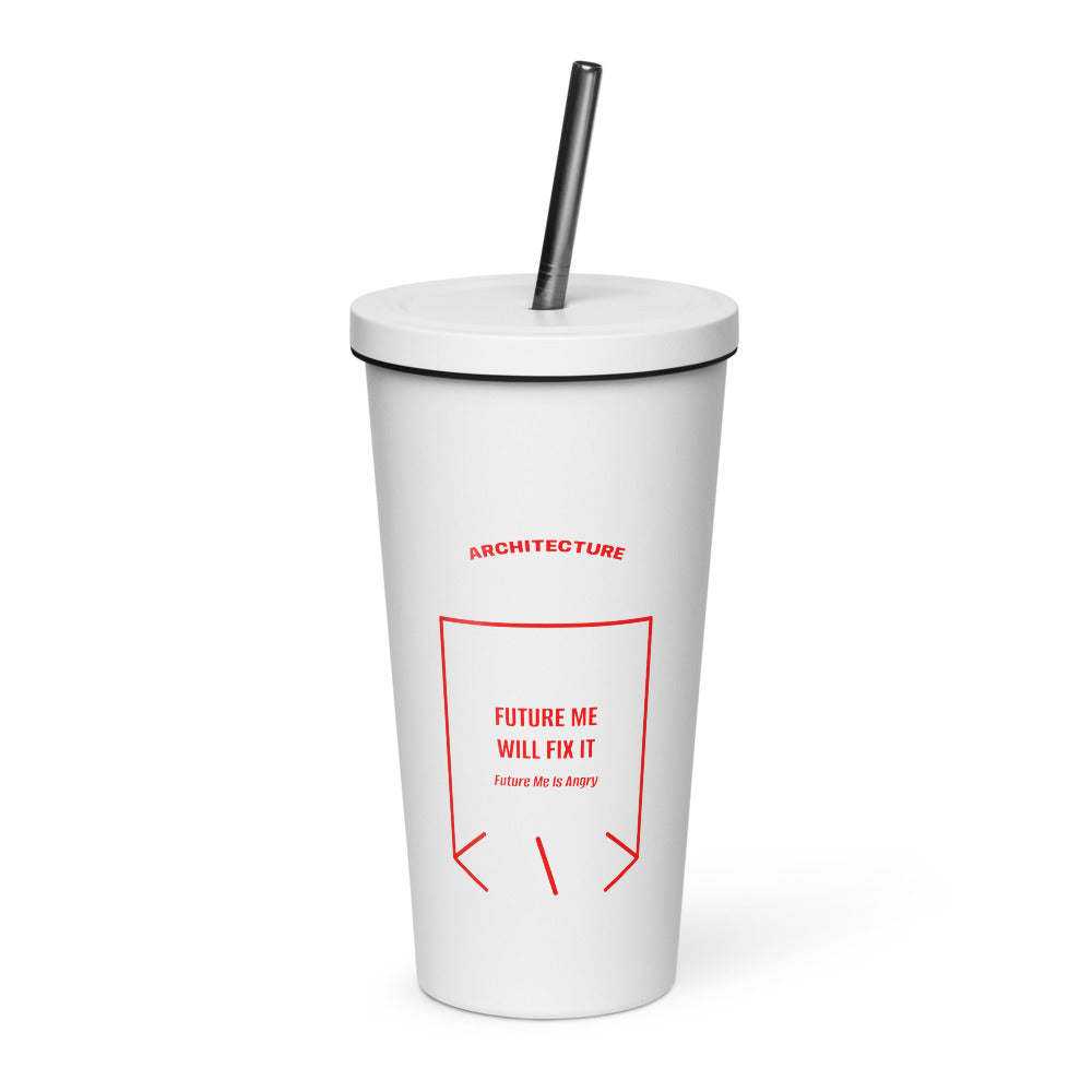 Future Me Will Fix It — White Red back mockup (20 oz)