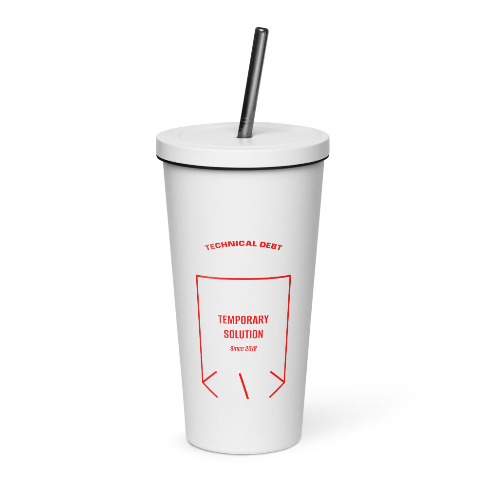 Temporary Solution — White Red back mockup (20 oz)