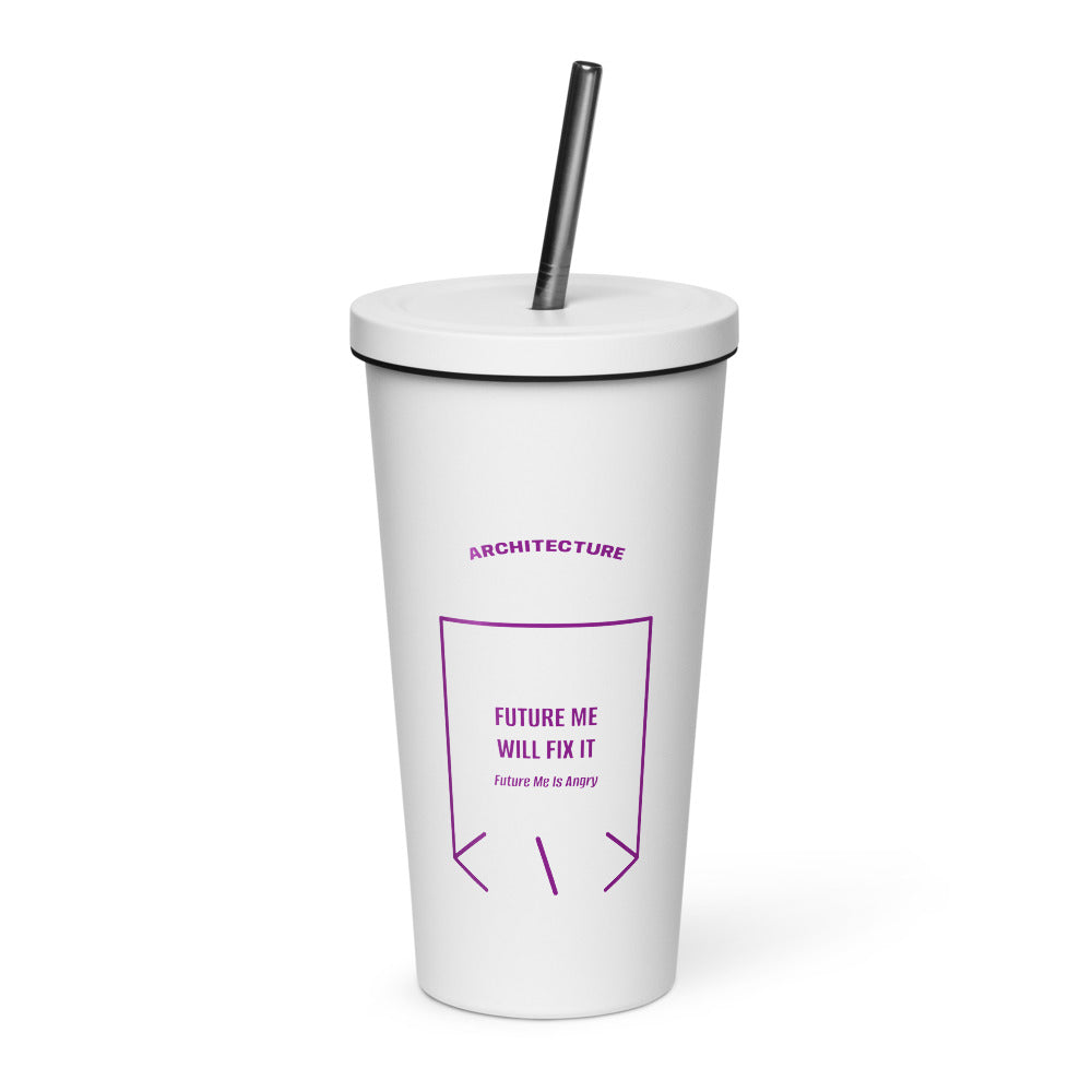 Future Me Will Fix It — White Purple back mockup (20 oz)