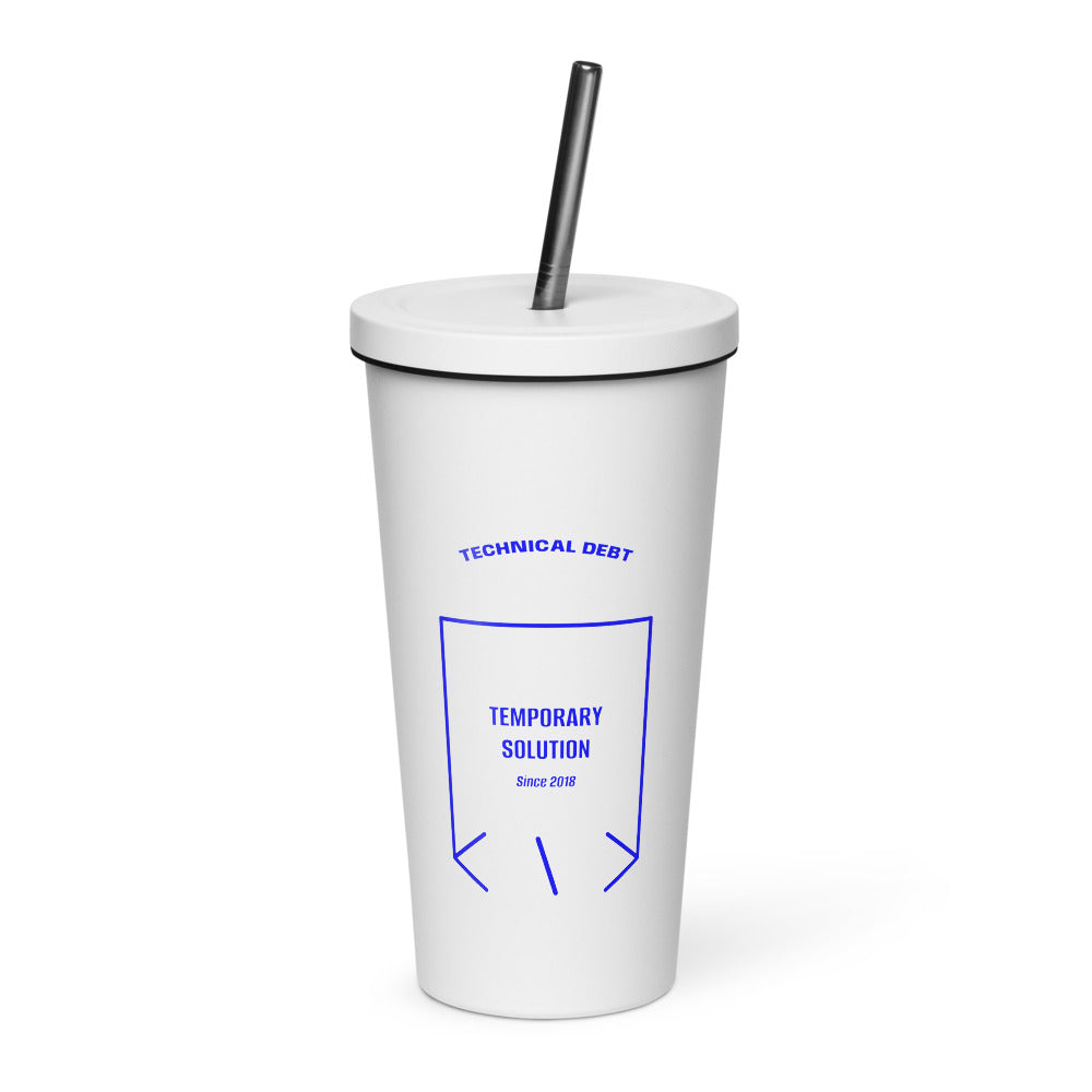 Temporary Solution — White Blue back mockup (20 oz)