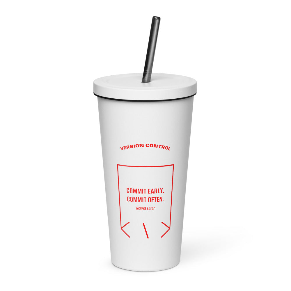 Commit Early. Commit Often. — White Red back mockup (20 oz)