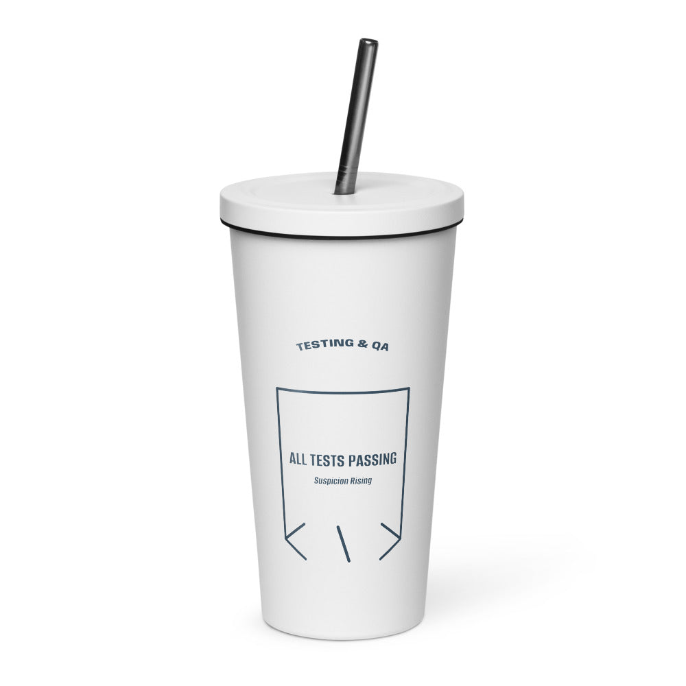 All Tests Passing — White Navy back mockup (20 oz)