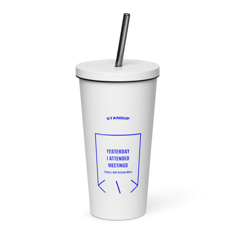 Yesterday I Attended Meetings — White Blue back mockup (20 oz)