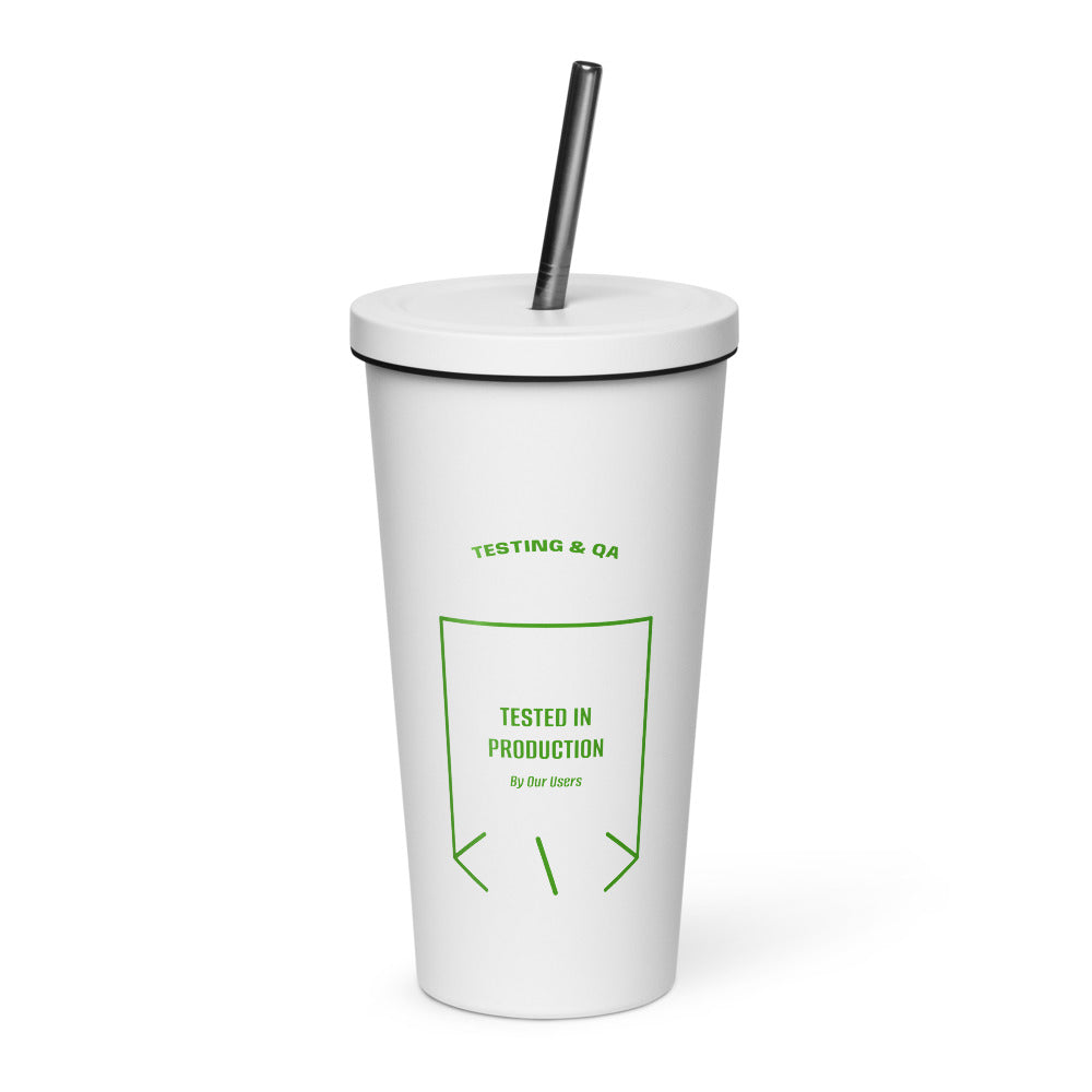 Tested In Production — White Green back mockup (20 oz)