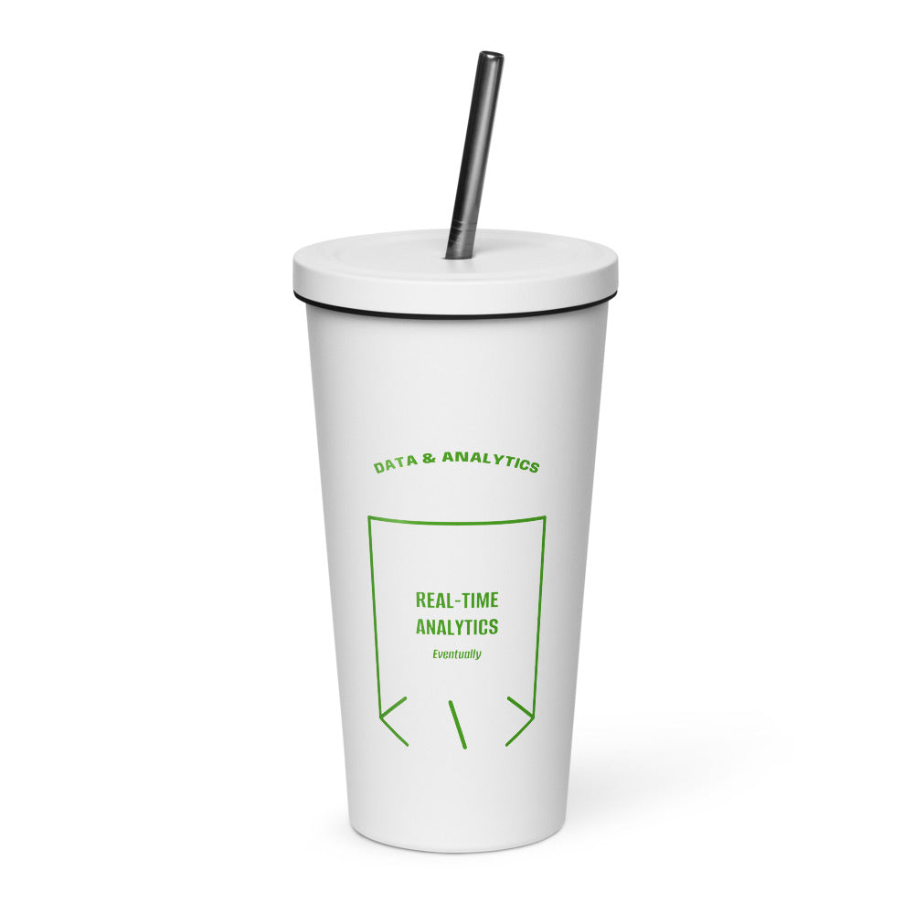 Real-Time Analytics — White Green back mockup (20 oz)