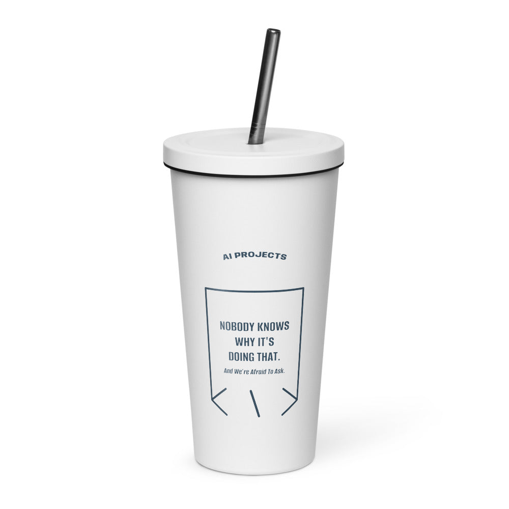 Nobody Knows Why It's Doing That. — White Navy back mockup (20 oz)