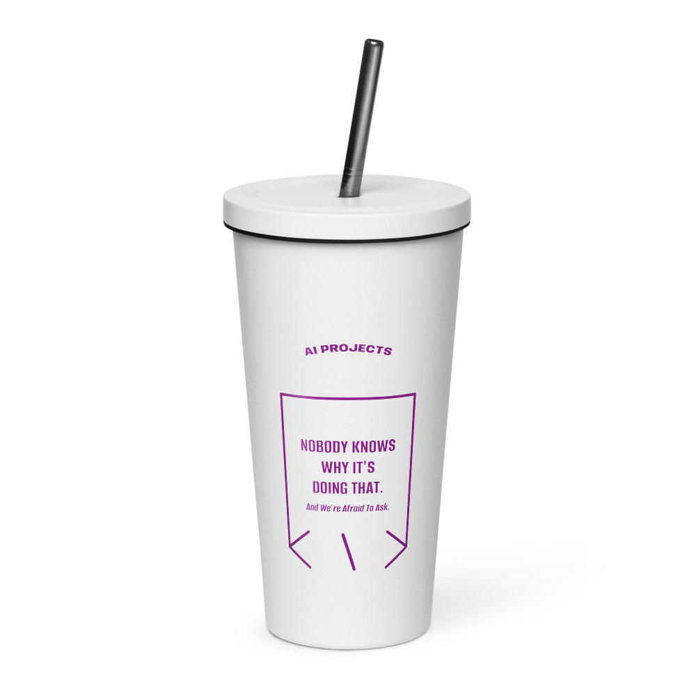 Nobody Knows Why It's Doing That. — White Purple back mockup (20 oz)