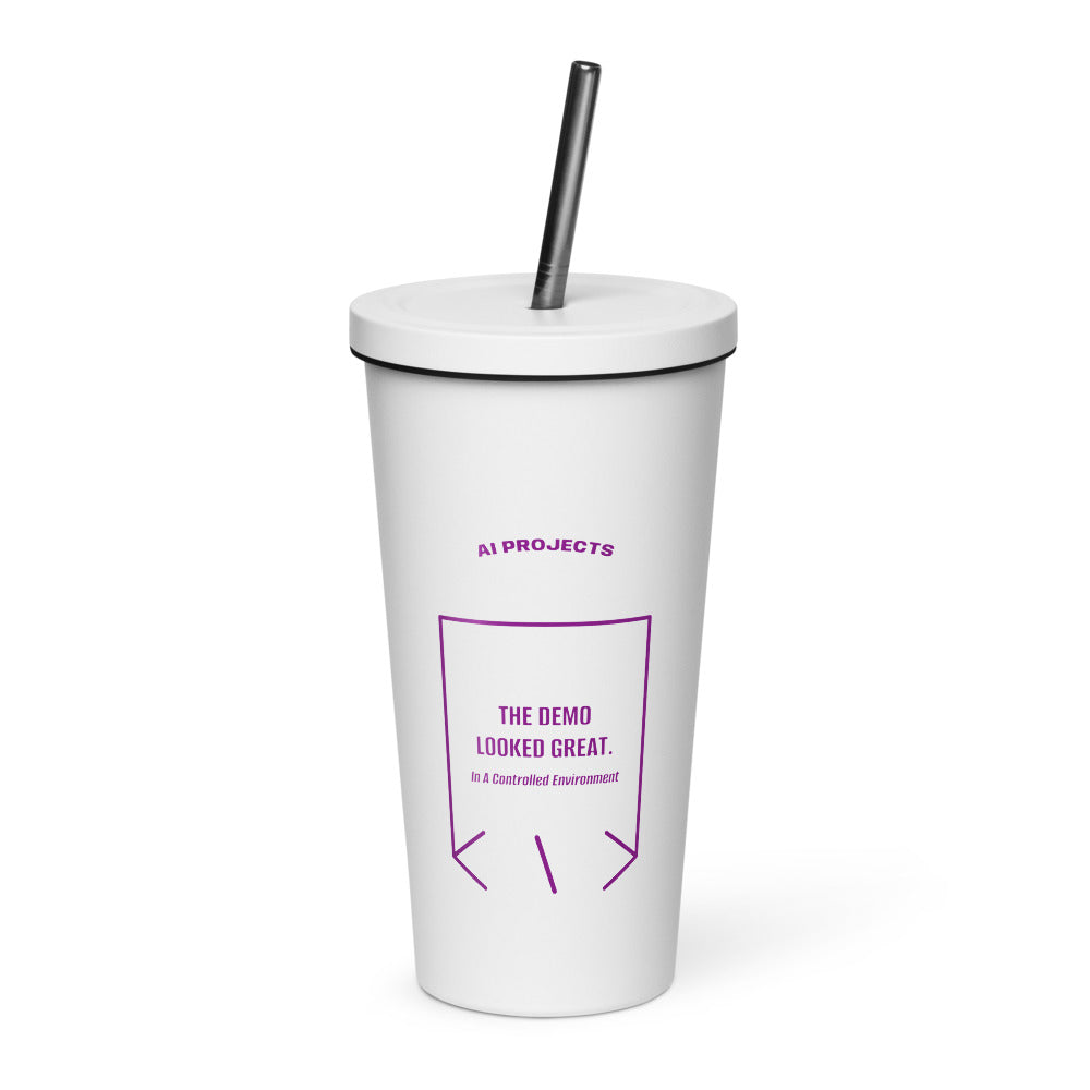 The Demo Looked Great. — White Purple back mockup (20 oz)