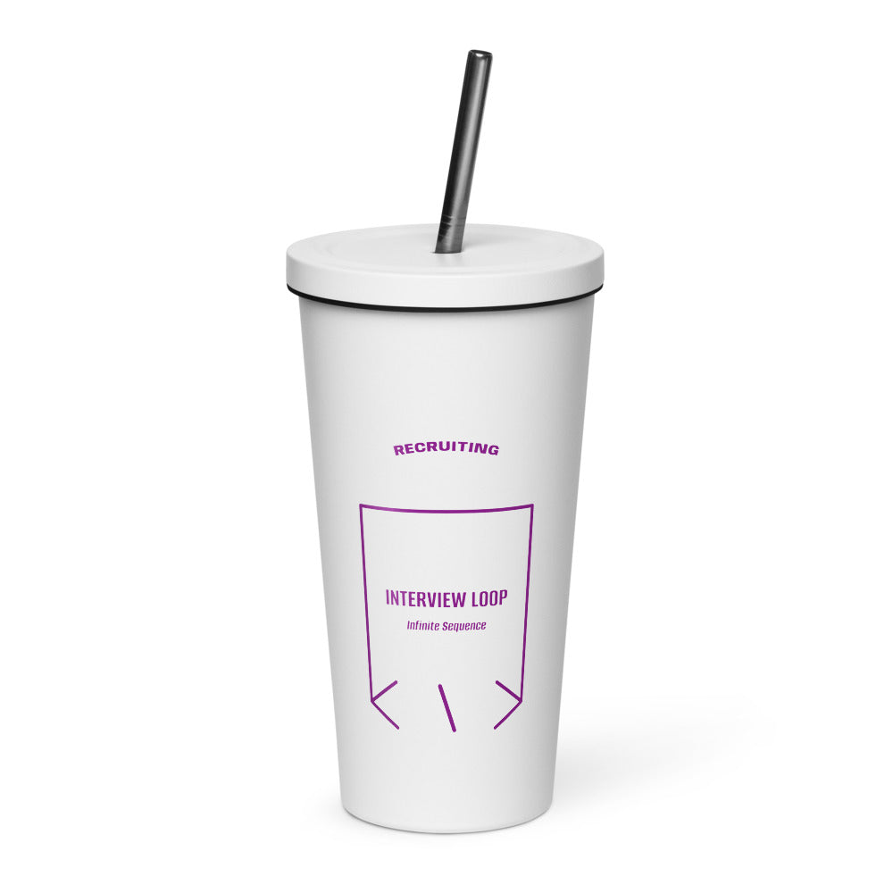Interview Loop — White Purple back mockup (20 oz)