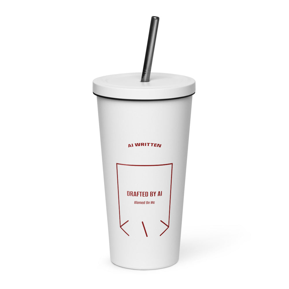 Drafted By AI — White Maroon back mockup (20 oz)