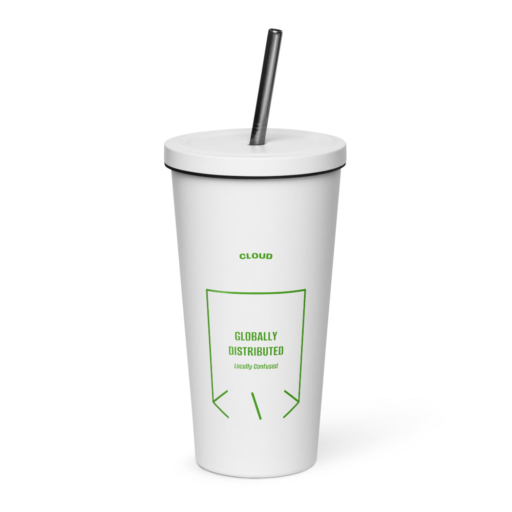 Globally Distributed — White Green back mockup (20 oz)