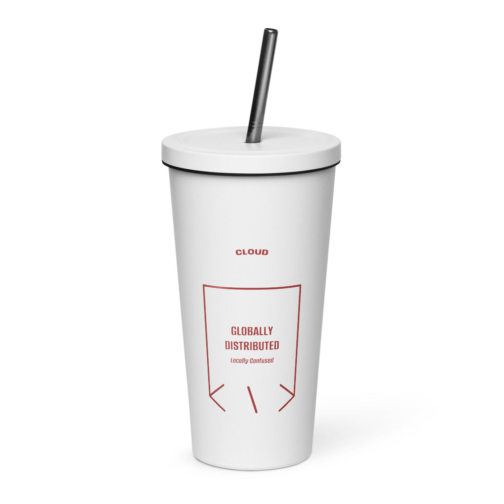 Globally Distributed — White Brown back mockup (20 oz)