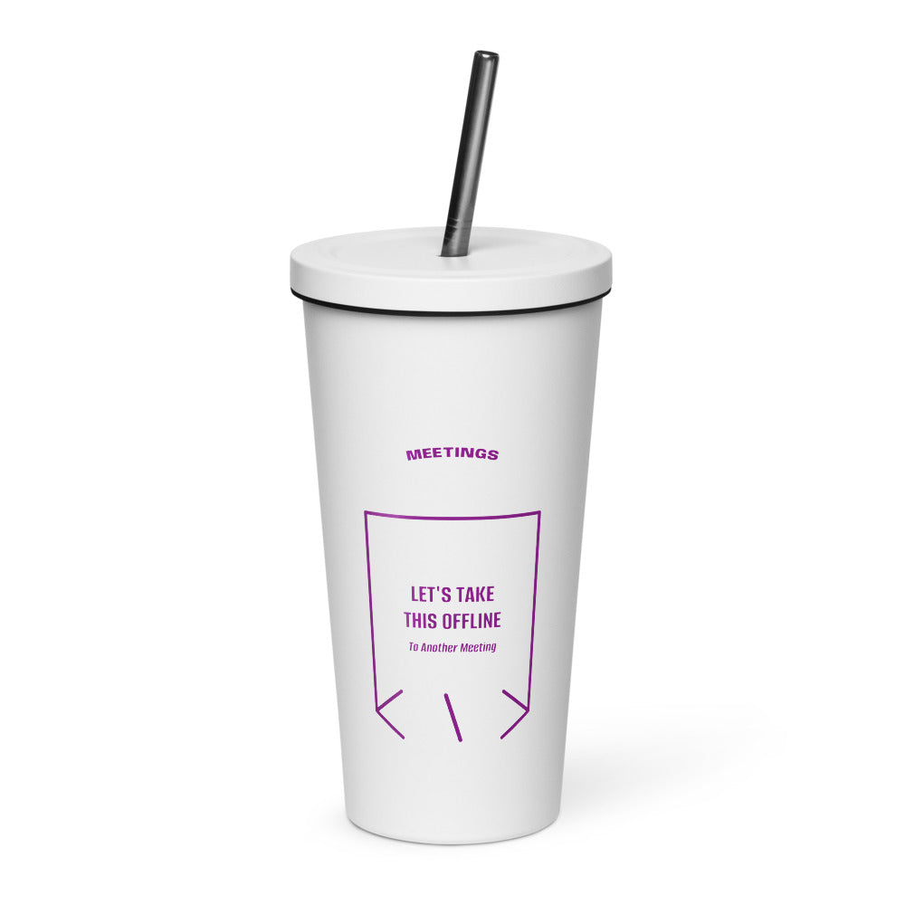 Let's Take This Offline — White Purple back mockup (20 oz)