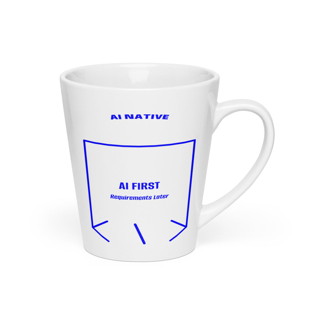 AI First — White Blue back mockup (12 oz)