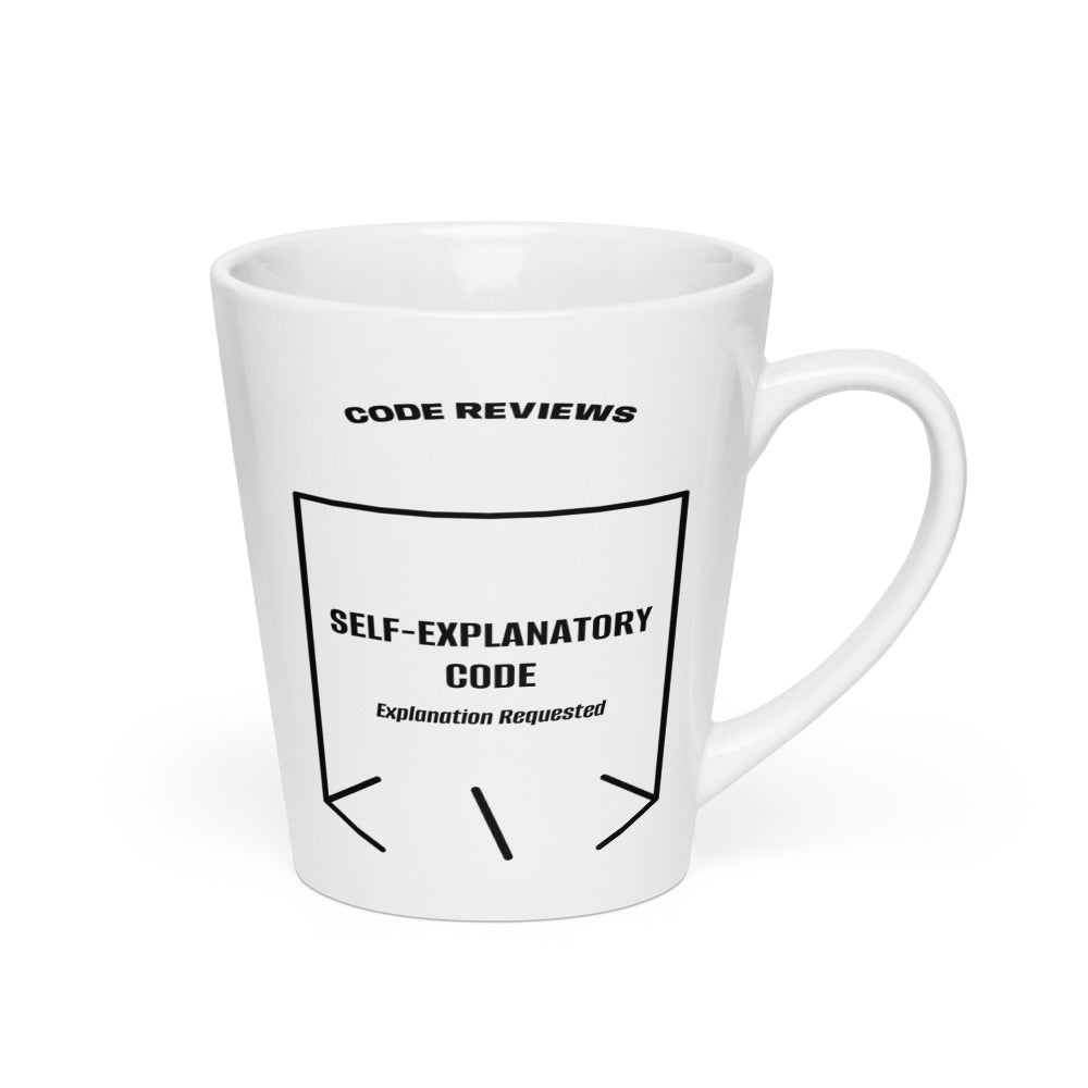 Self-Explanatory Code — White Black back mockup (12 oz)