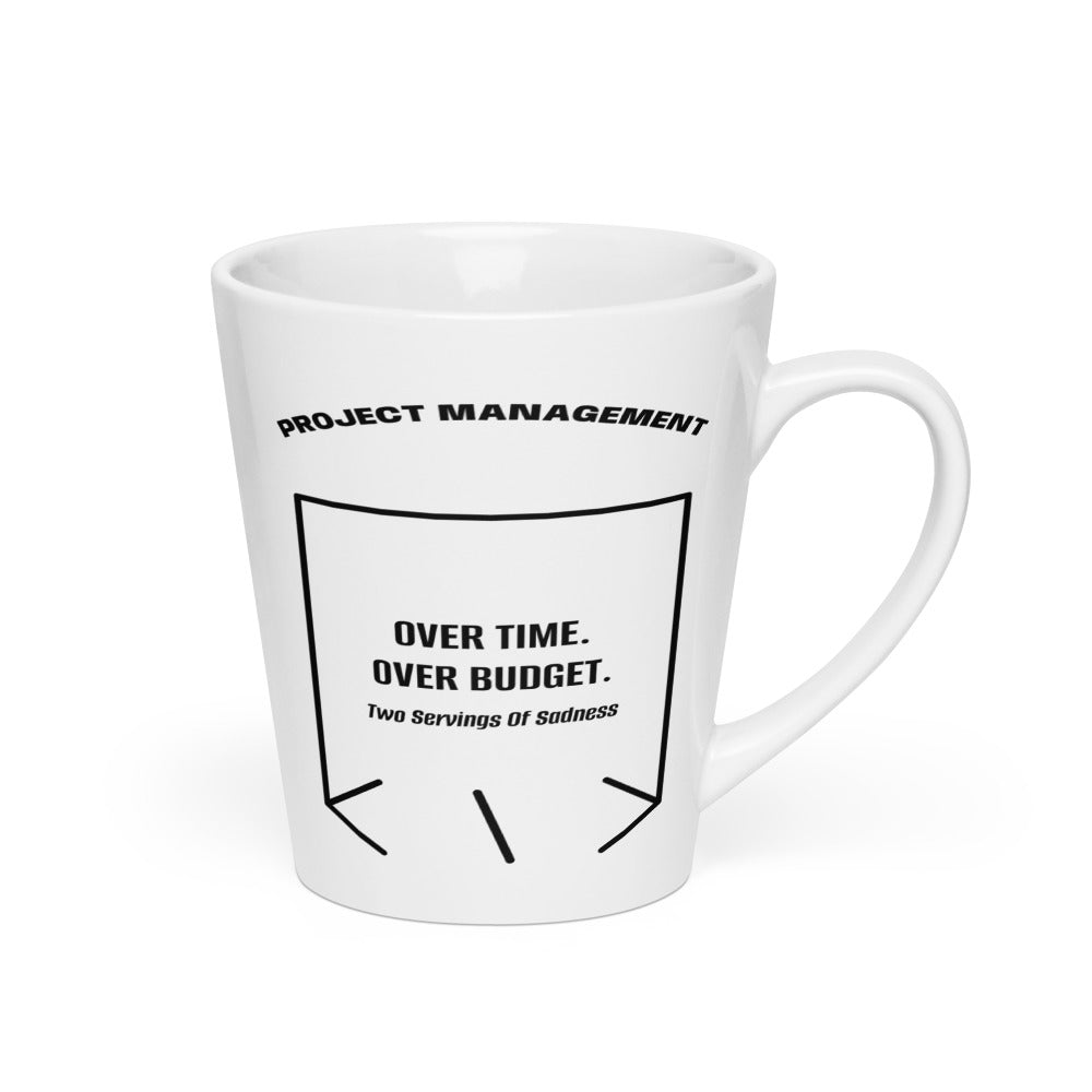 Over Time. Over Budget. — White Black back mockup (12 oz)