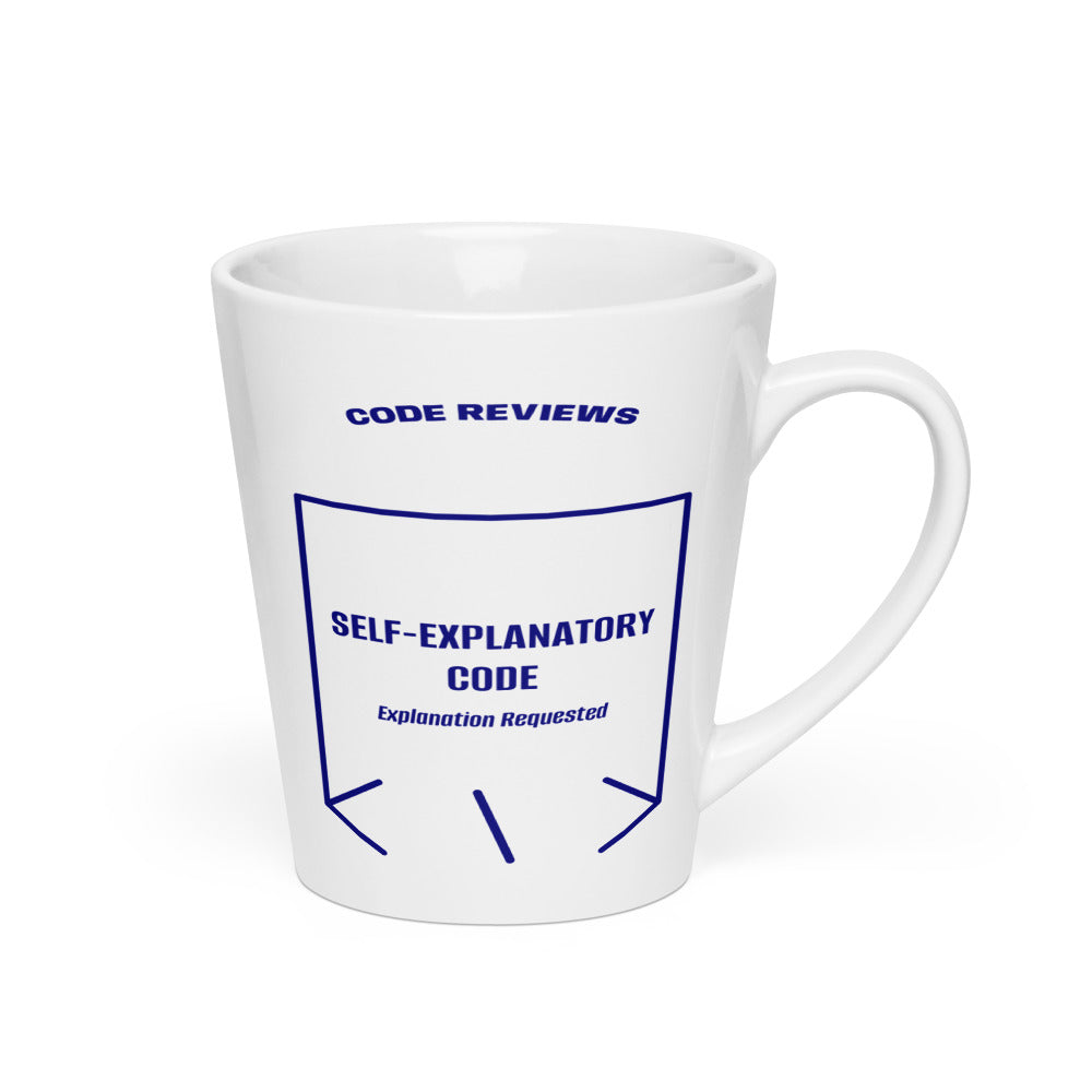 Self-Explanatory Code — White Navy back mockup (12 oz)