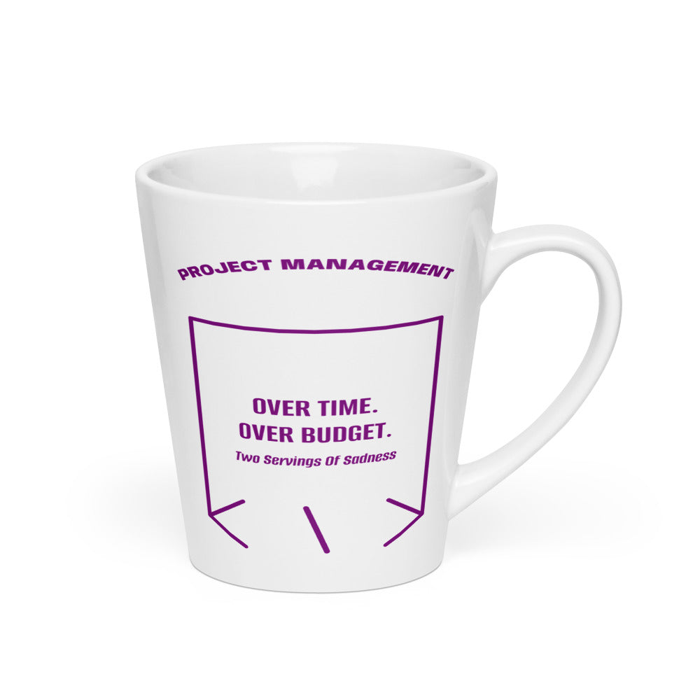 Over Time. Over Budget. — White Purple back mockup (12 oz)