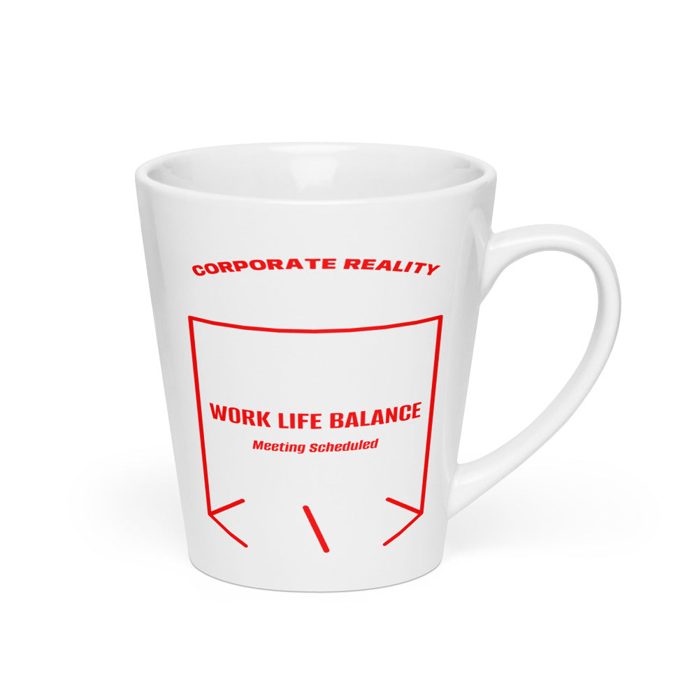 Work Life Balance — White Red back mockup (12 oz)
