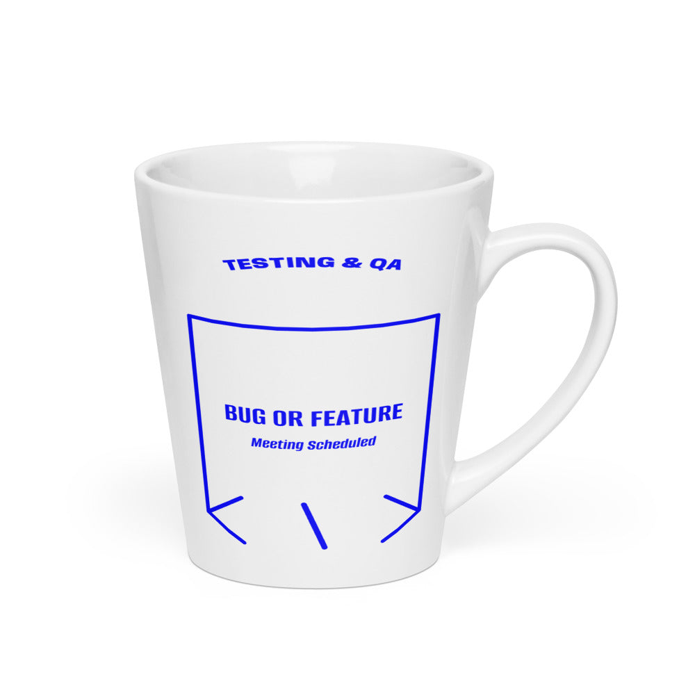 Bug Or Feature — White Blue back mockup (12 oz)
