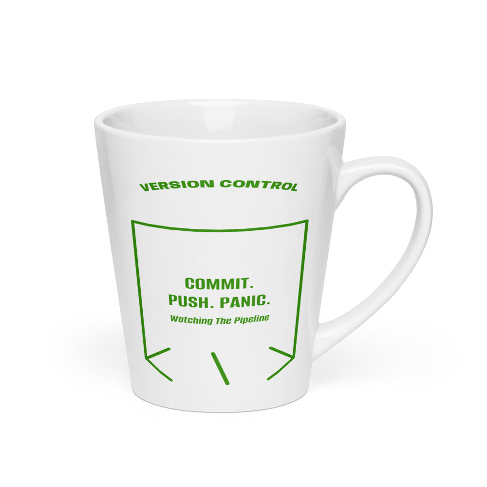Commit. Push. Panic. — White Green back mockup (12 oz)