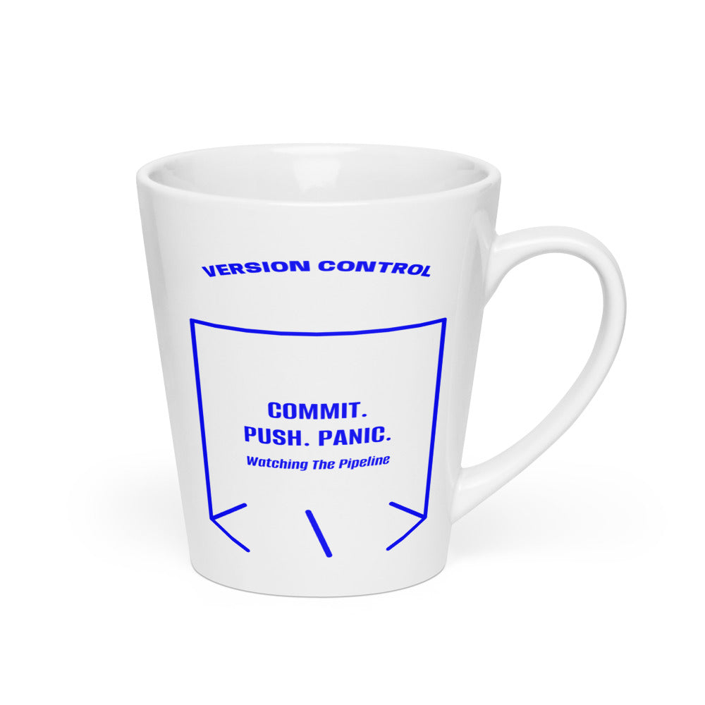 Commit. Push. Panic. — White Blue back mockup (12 oz)