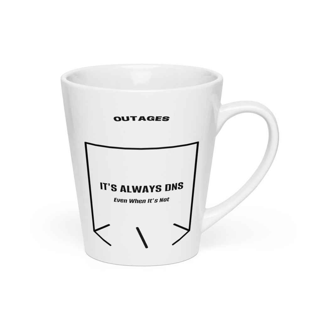 It's Always DNS — White Black back mockup (12 oz)