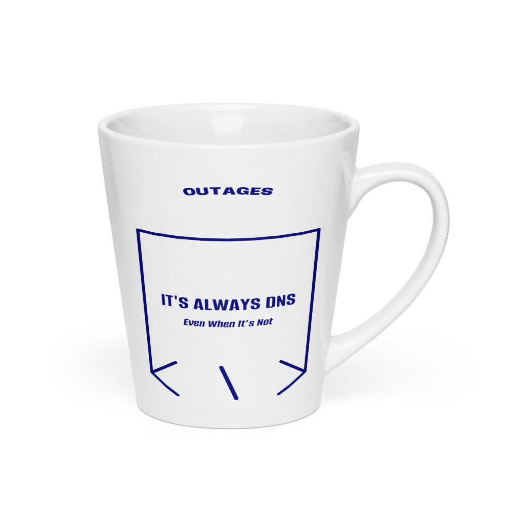 It's Always DNS — White Navy back mockup (12 oz)