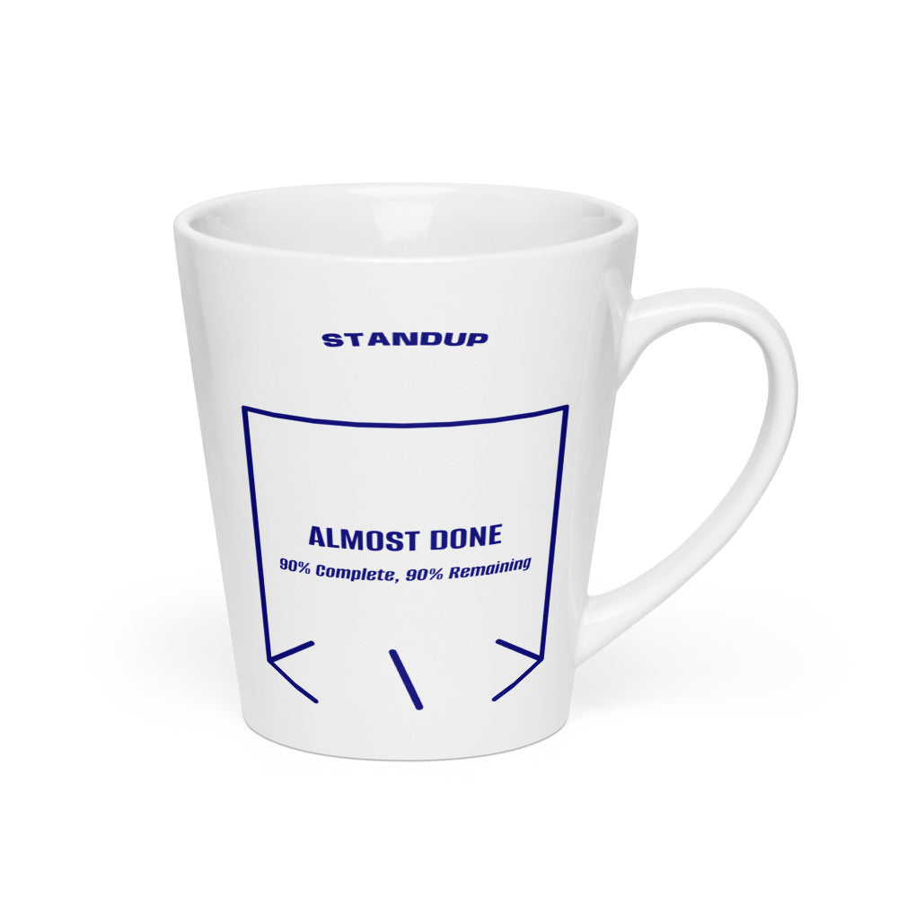 Almost Done — White Navy back mockup (12 oz)