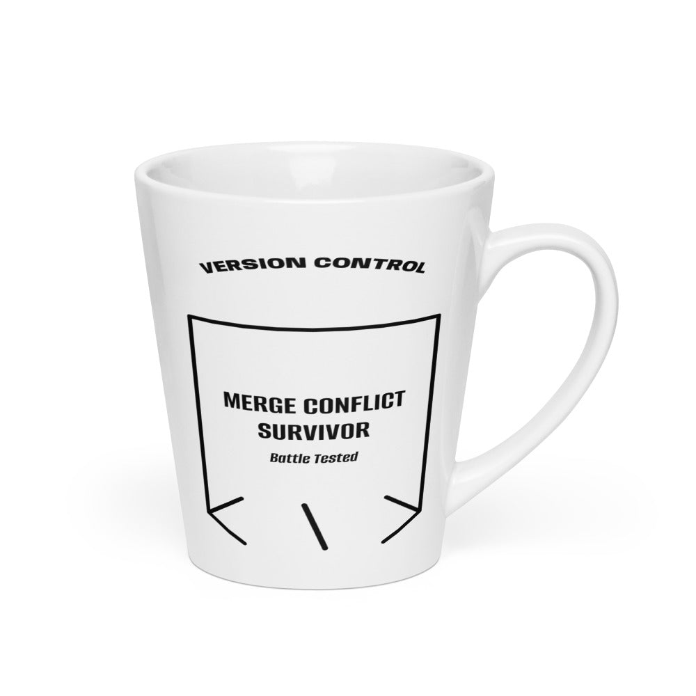 Merge Conflict Survivor — White Black back mockup (12 oz)