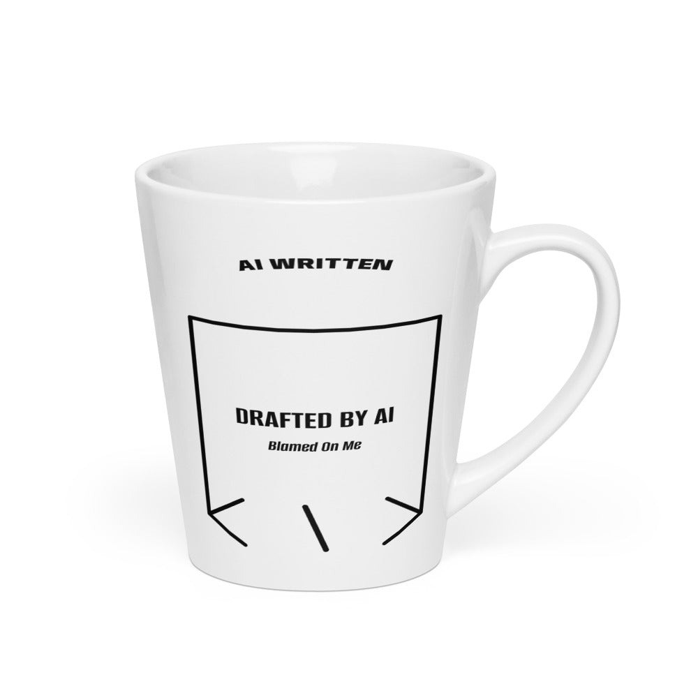 Drafted By AI — White Black back mockup (12 oz)