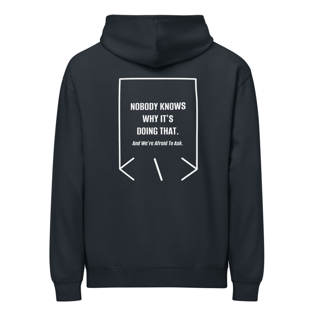 Nobody Knows Why It's Doing That. — Navy Blazer White back mockup