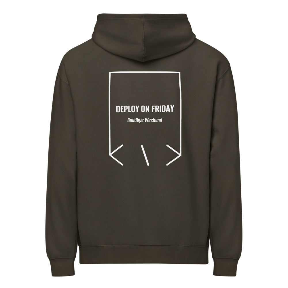 Deploy On Friday — Vintage Black White back mockup