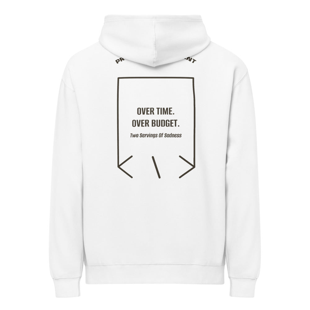 Over Time. Over Budget. — secondary back mockup