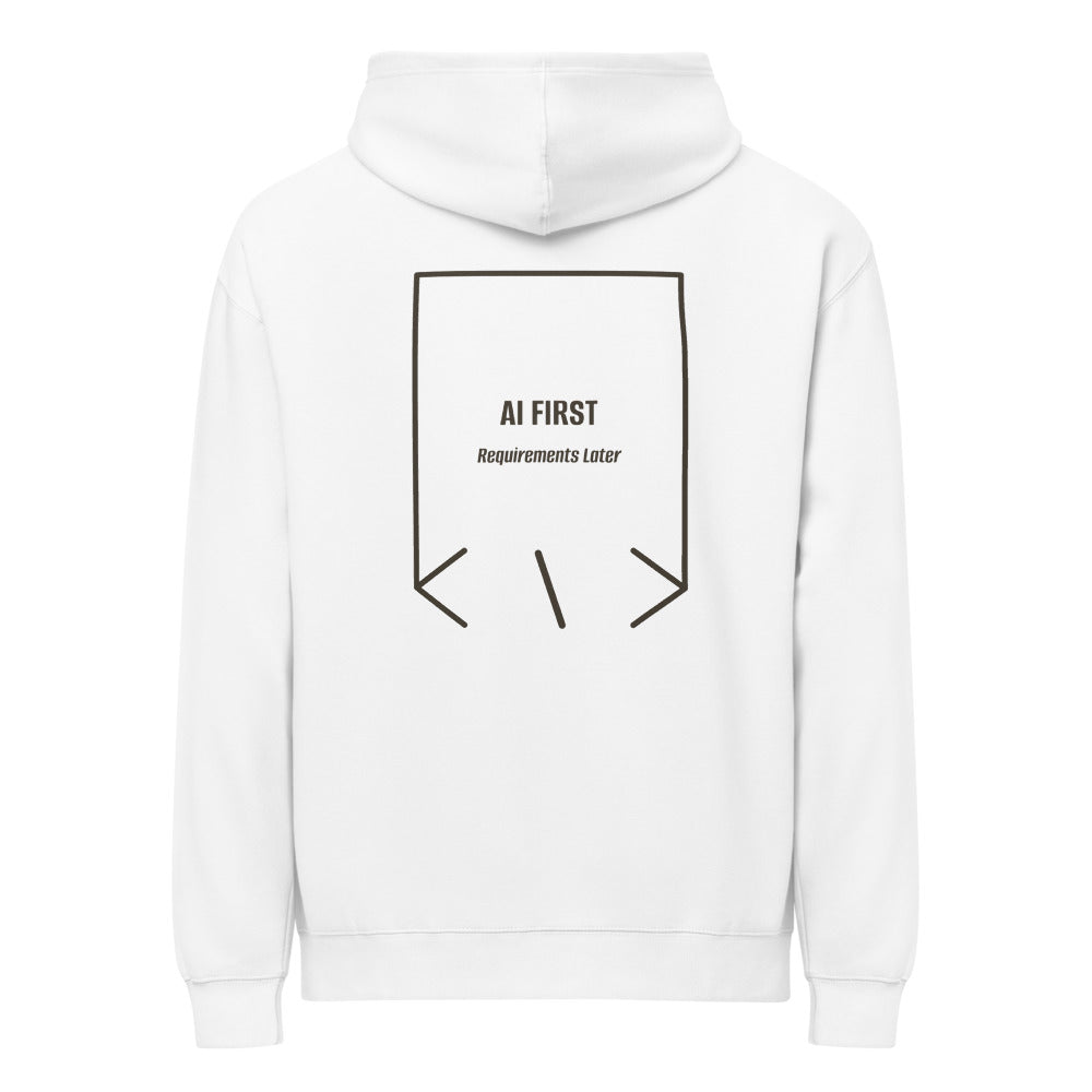 AI First — White Vintage Black back mockup