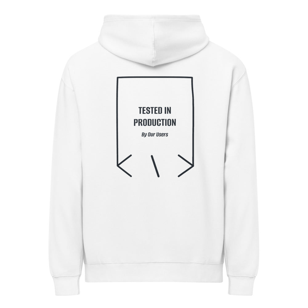 Tested In Production — White Navy Blazer back mockup