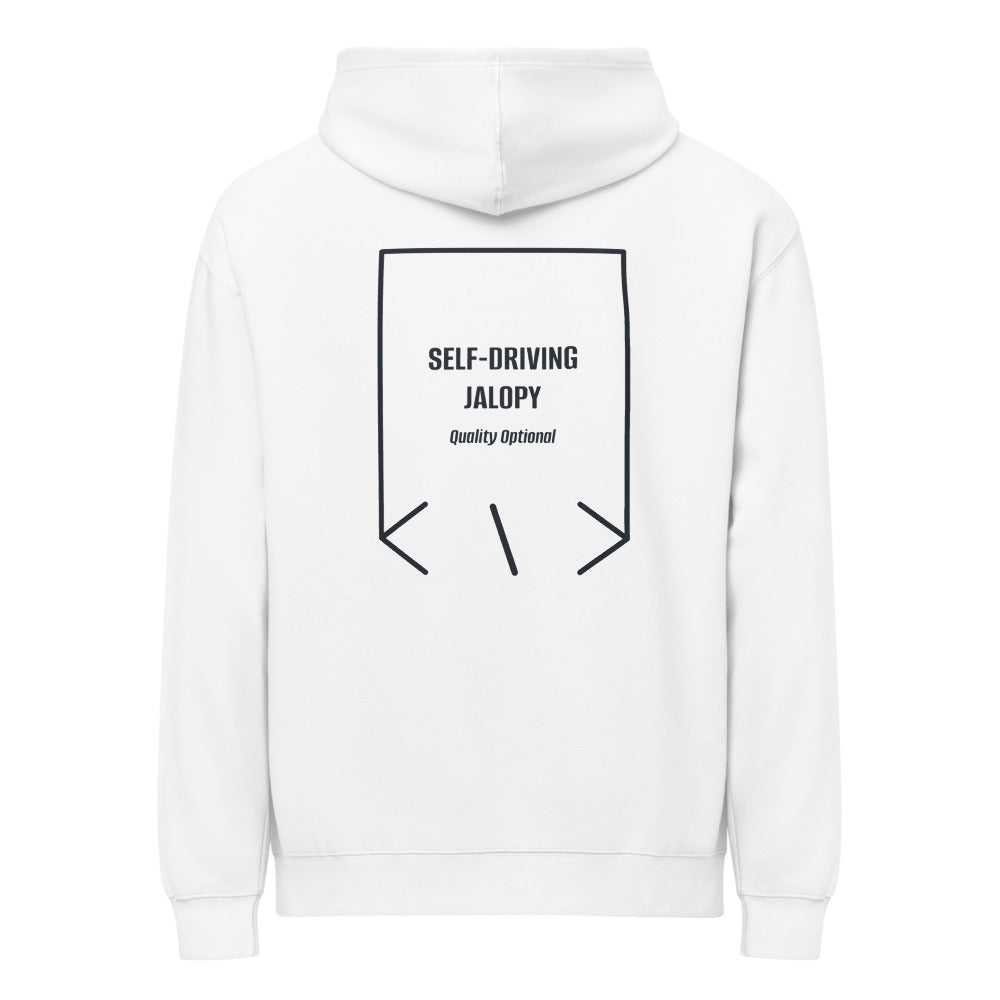 Self-Driving Jalopy — White Navy Blazer back mockup