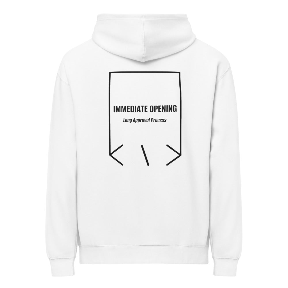 Immediate Opening — White Black back mockup