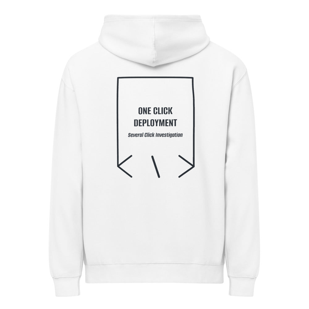 One Click Deployment — White Navy Blazer back mockup